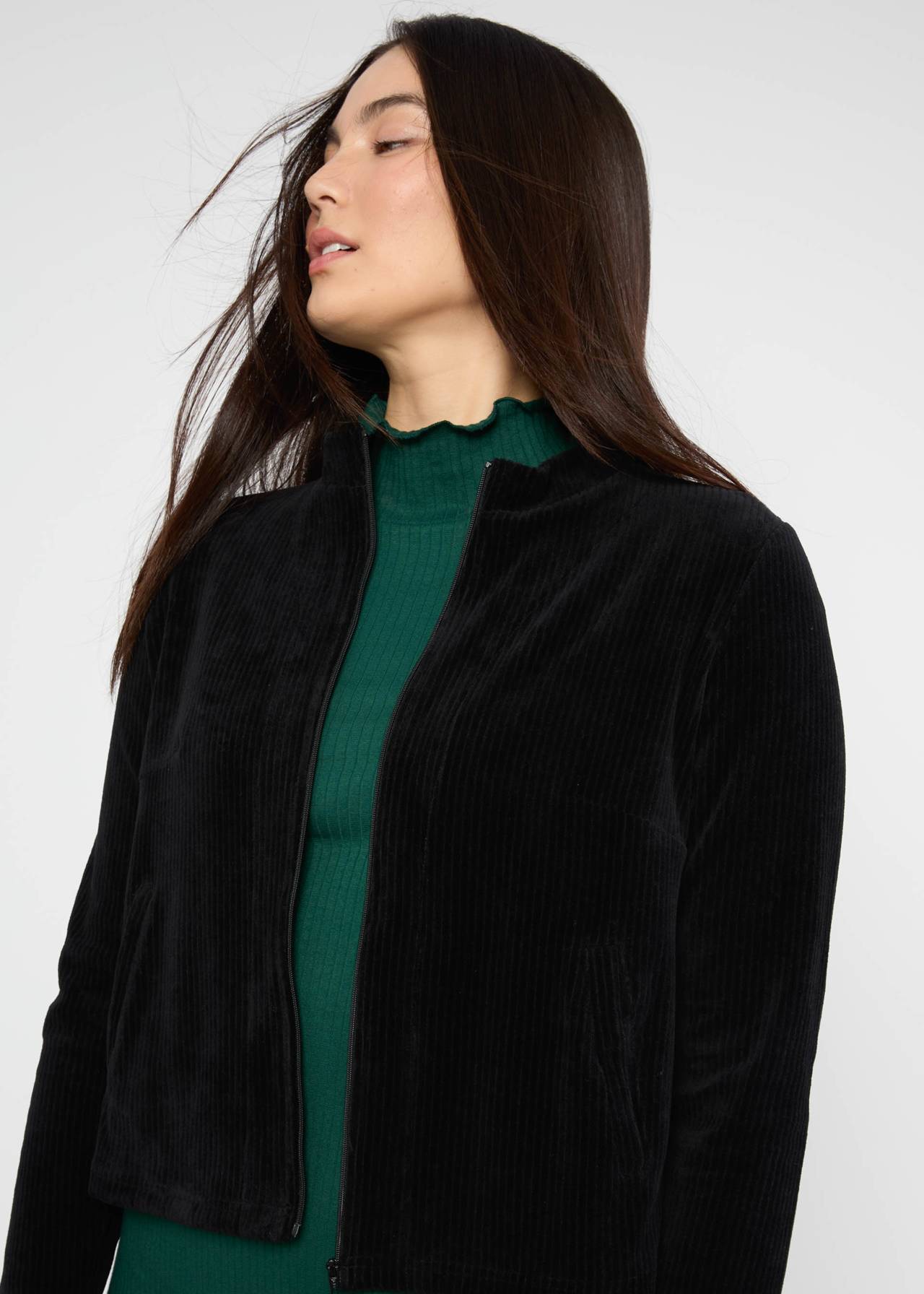 % Blutsgeschwister Jolly Zip up Jacke - fine needle black