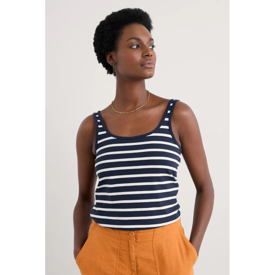 SEASALT CORNWALL Shirt Tidal Drift Vest-Breton Maritime Chalk