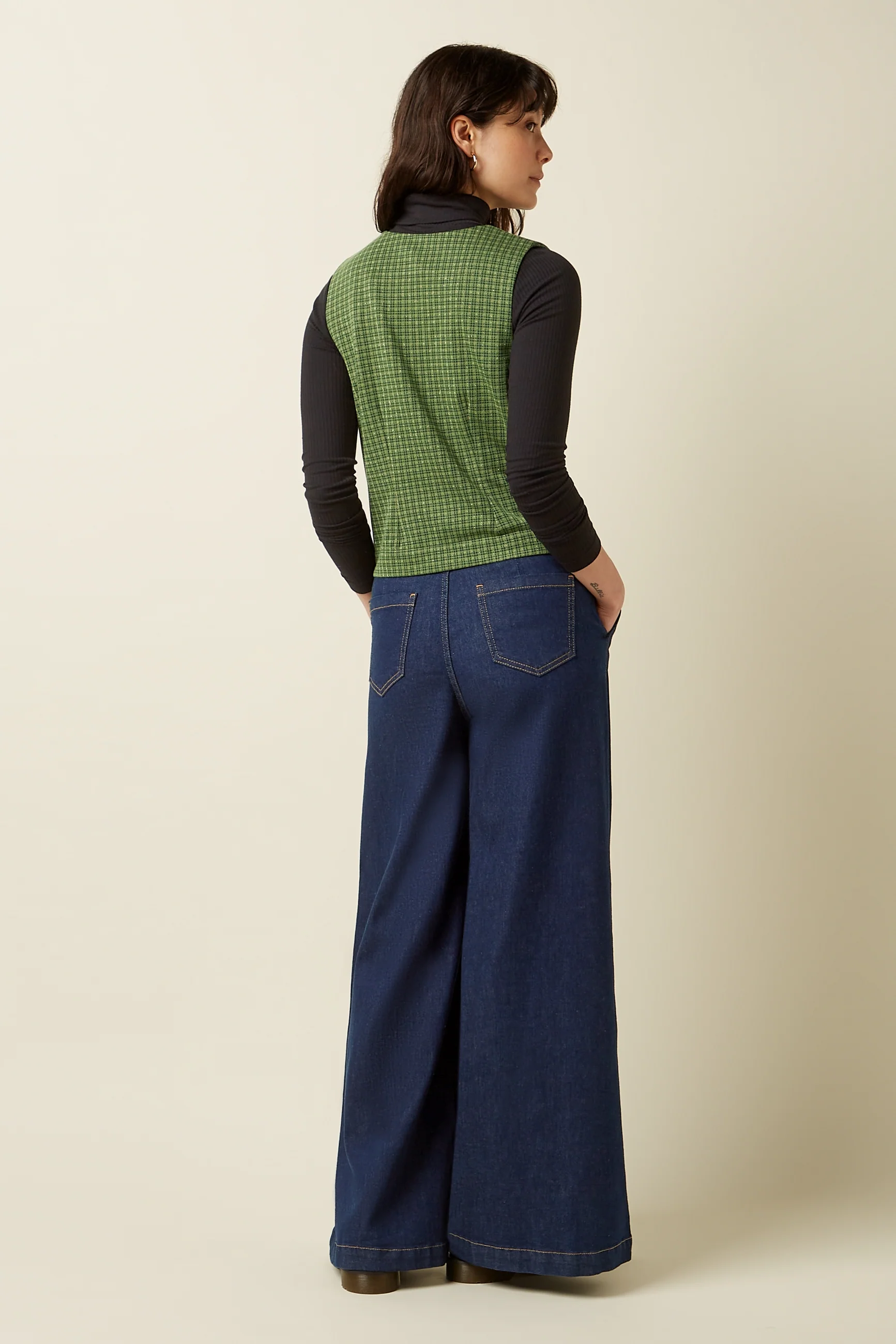 King Louie Bianca Weste / Gilet Ivy Check, Farbe Guacemole Green - Ivy Check 