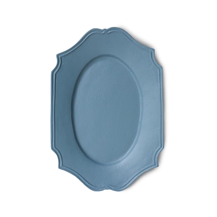 HKliving New classics: serving tray, soft blue, Platte oval blau, ca. 35 x 24 cm