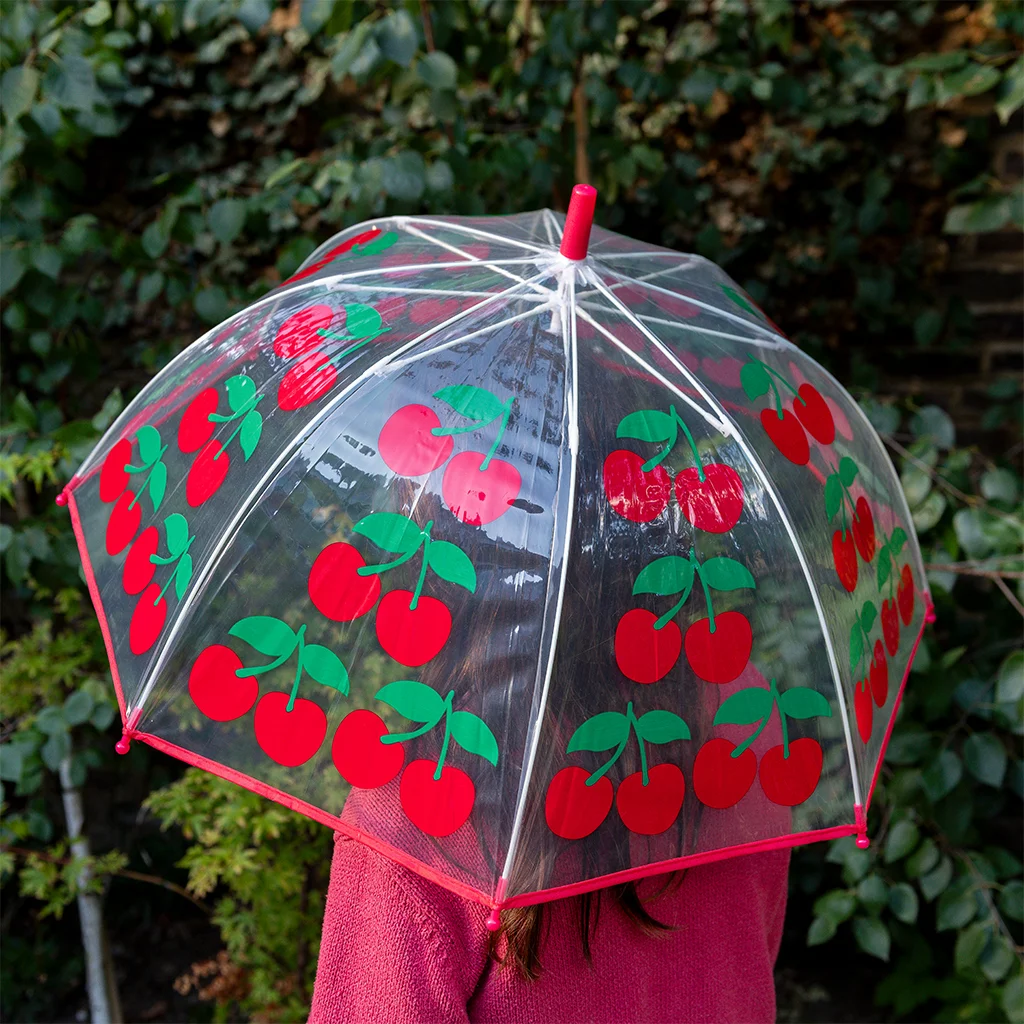 Regenschirm - Kirsche, transparent für Kinder, D. ca, 76 cm