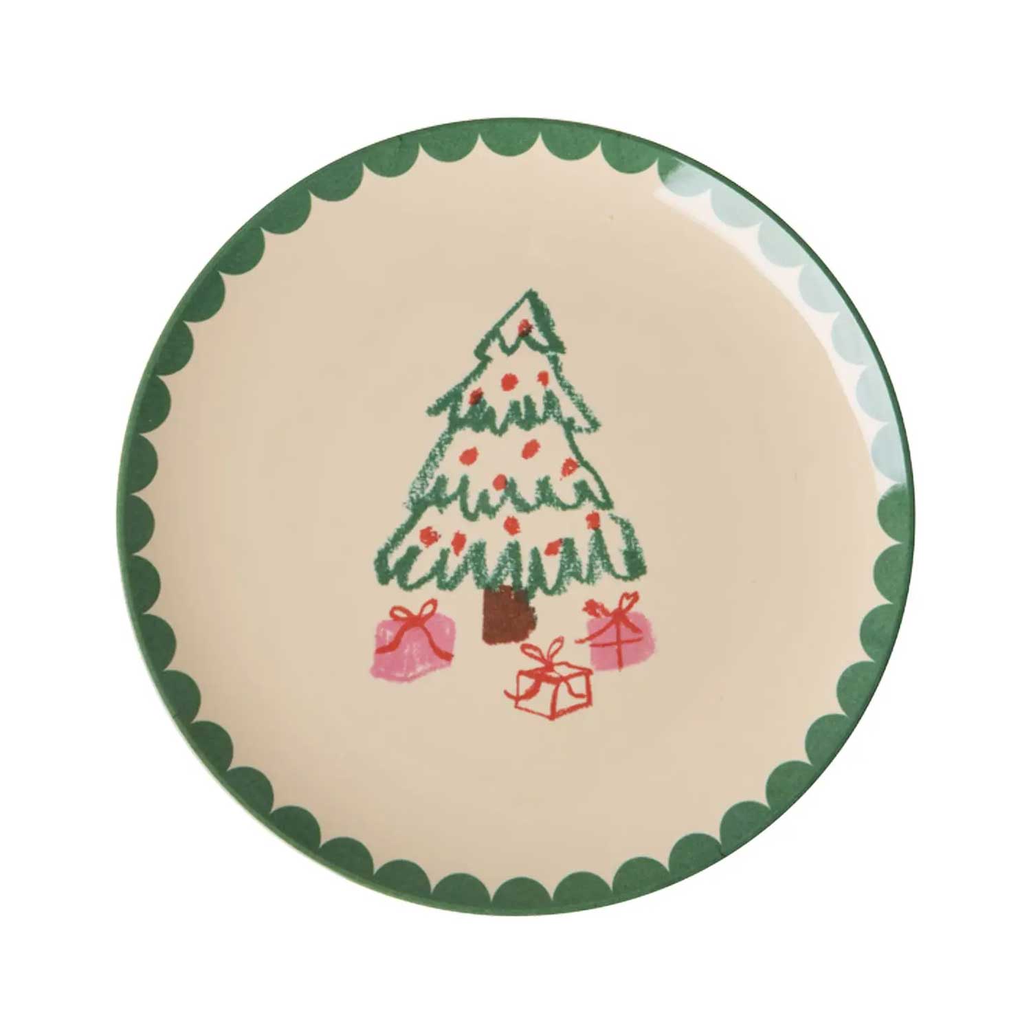 Rice Melamin XMAS Kuchenteller XMAS Weihnachtsbaum & Geschenke , D. ca. 16 cm, Weihnachten