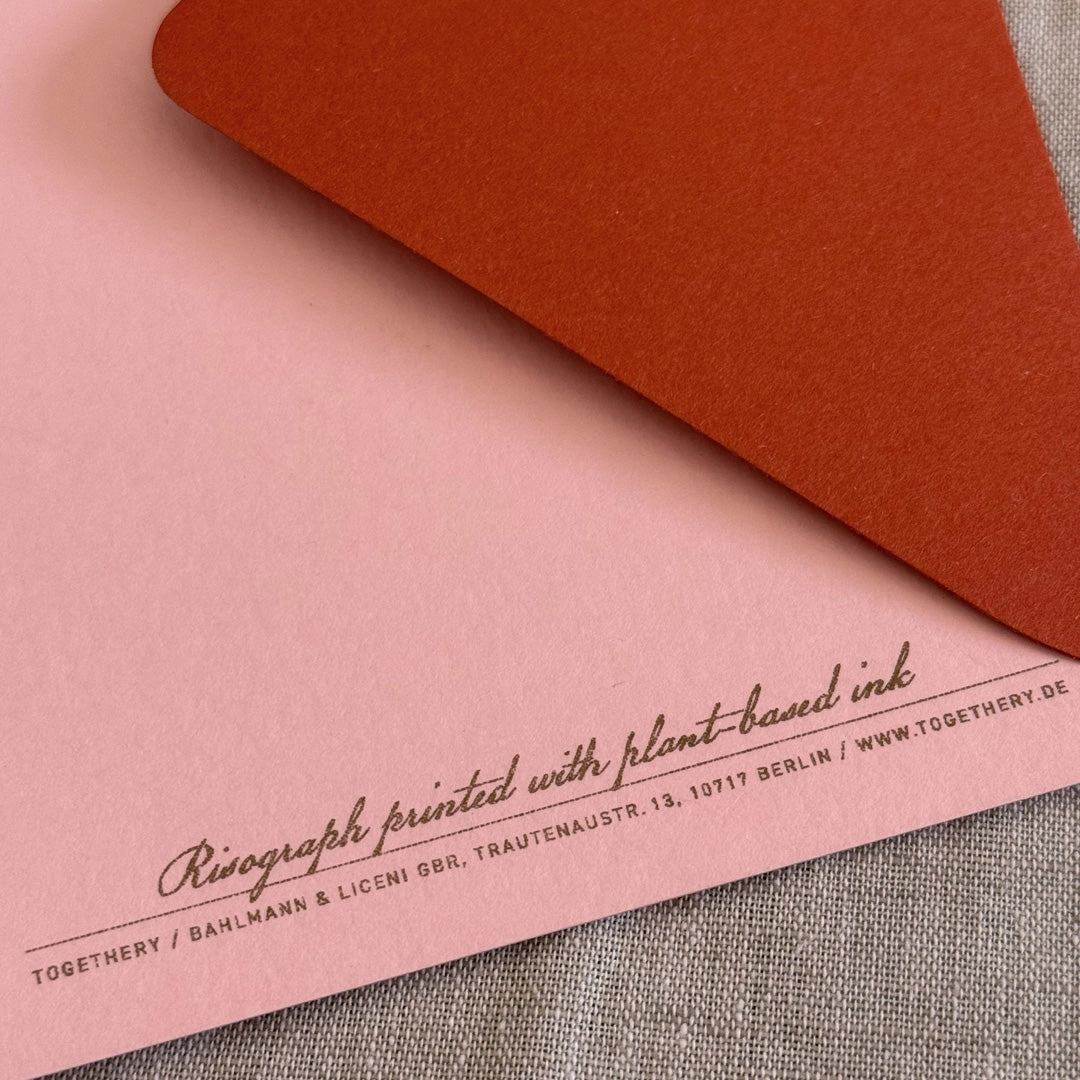 RISO Weihnachtskarte Weihnachtskugeln, mit Umschlag , Neon Pink, handgedruckt   