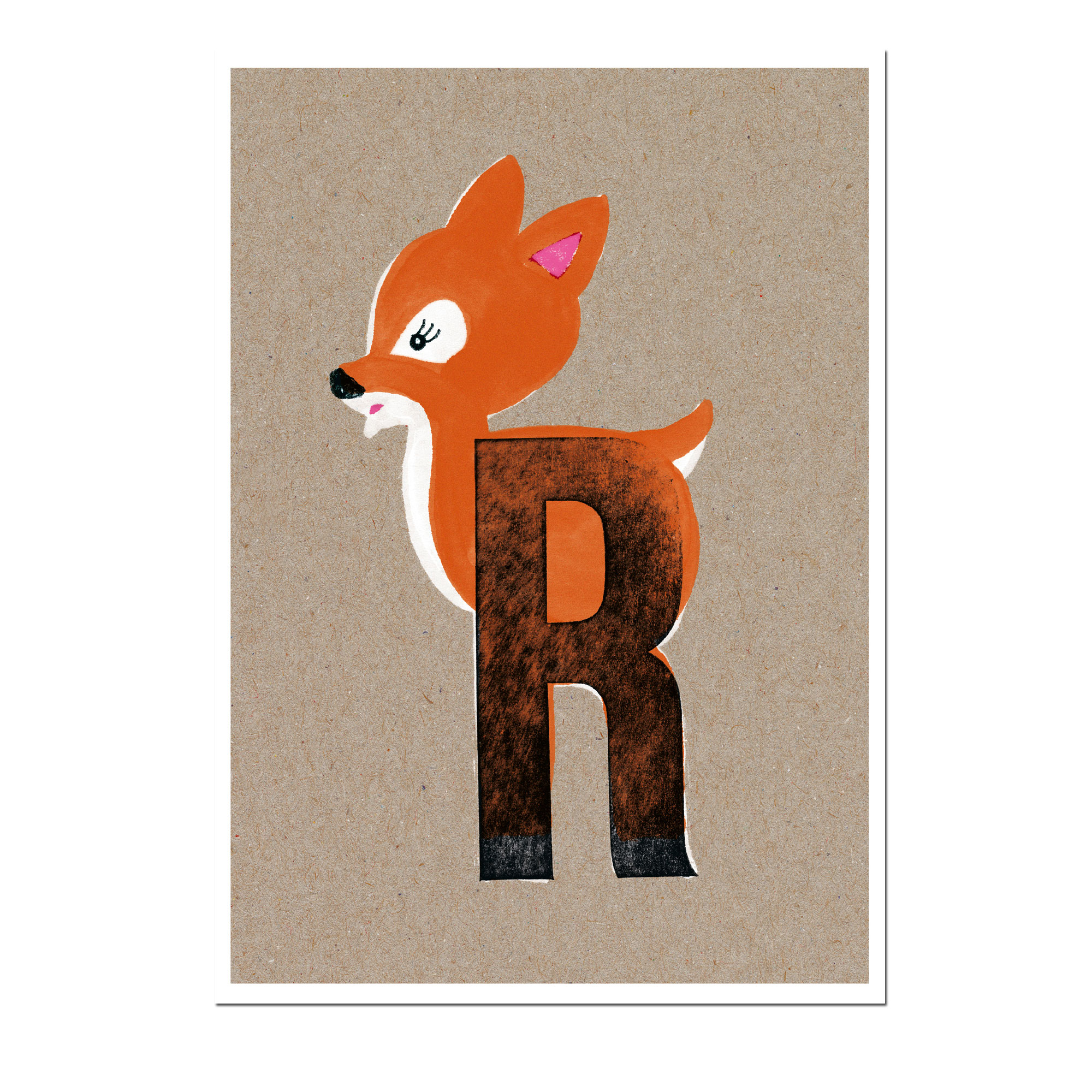 % Postkarte Das ABC - R - von schönegrüsse, Neon, Reh