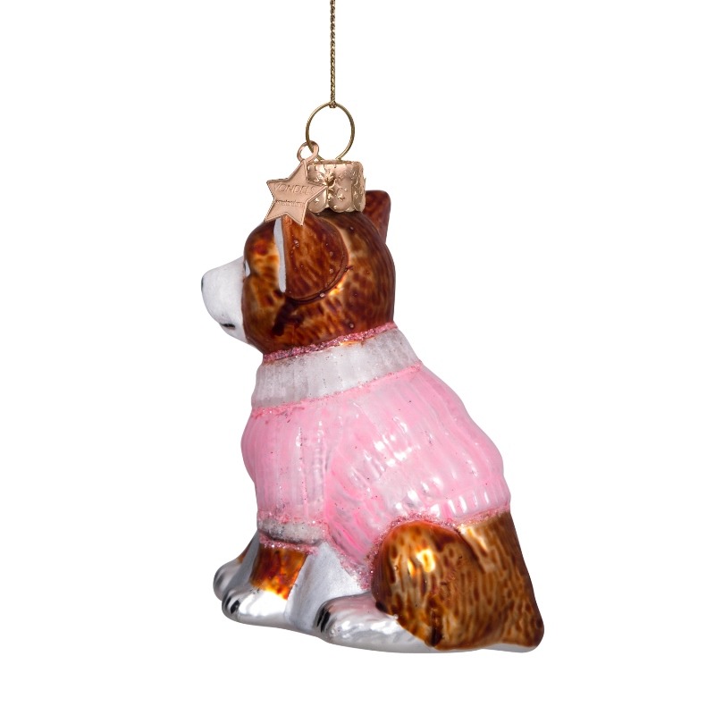 Weihnachtskugel Chihuahua mit rosa T-Shirt, Glas,  H. ca. 8 cm, Hund von Vondels