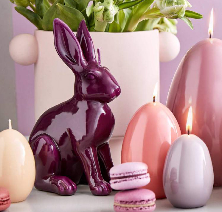 Engels Kerzen Objektkerze Hase,  Höhe ca. 20 cm, Farbe: Merlot