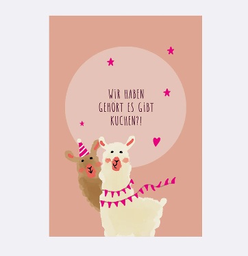YAY Card Postkarte NEON Alpakas Kuchen