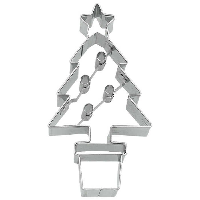Ausstecherle Weihnachtsbaum 8,5, Edelstahl von Birkmann, mit Innenprägung, Prägeausstecher, Ausstechform