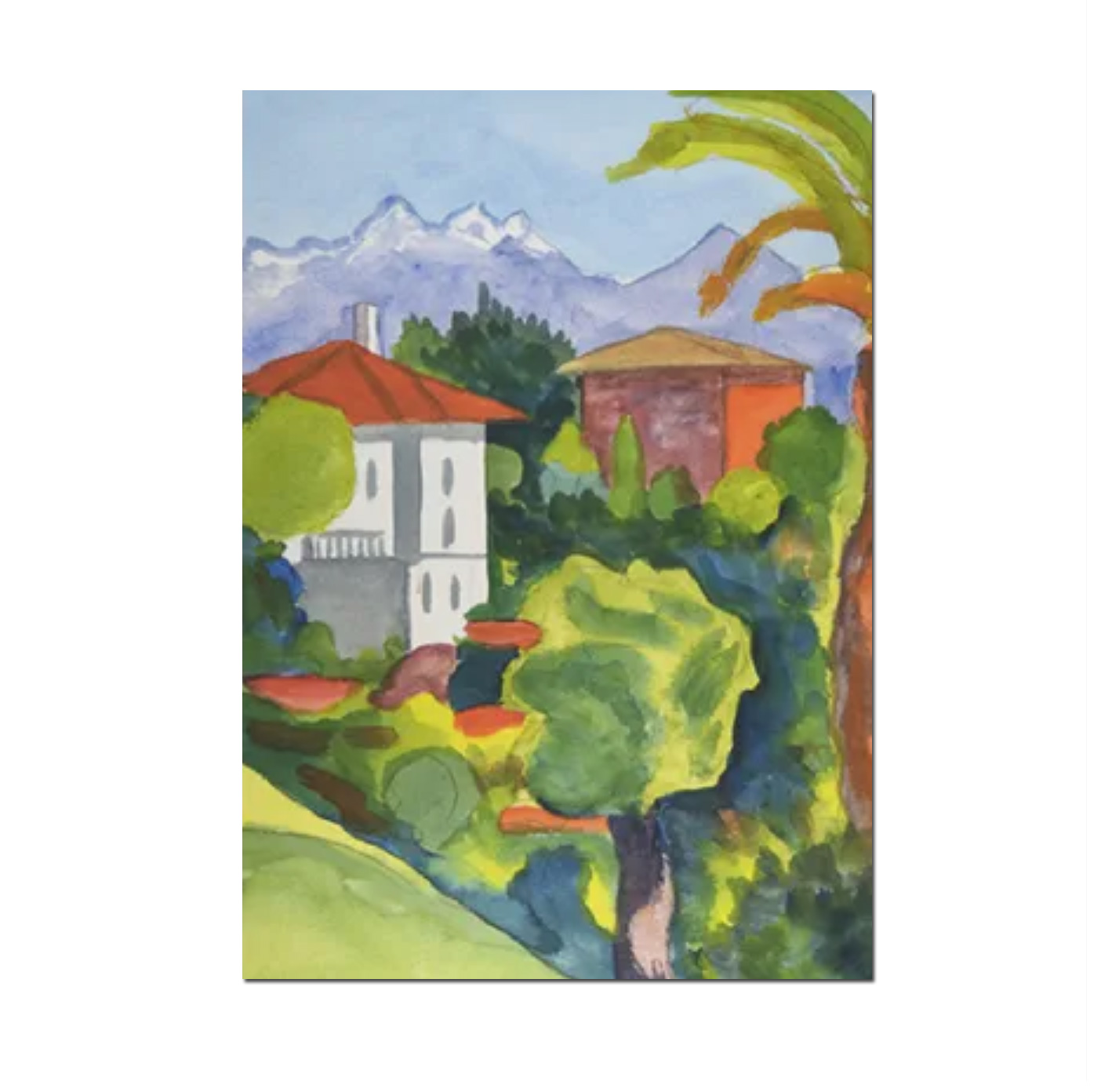 Postkarte  "Rotes und weißes Haus/ Red and white house, 1928" von Hermann Hesse  