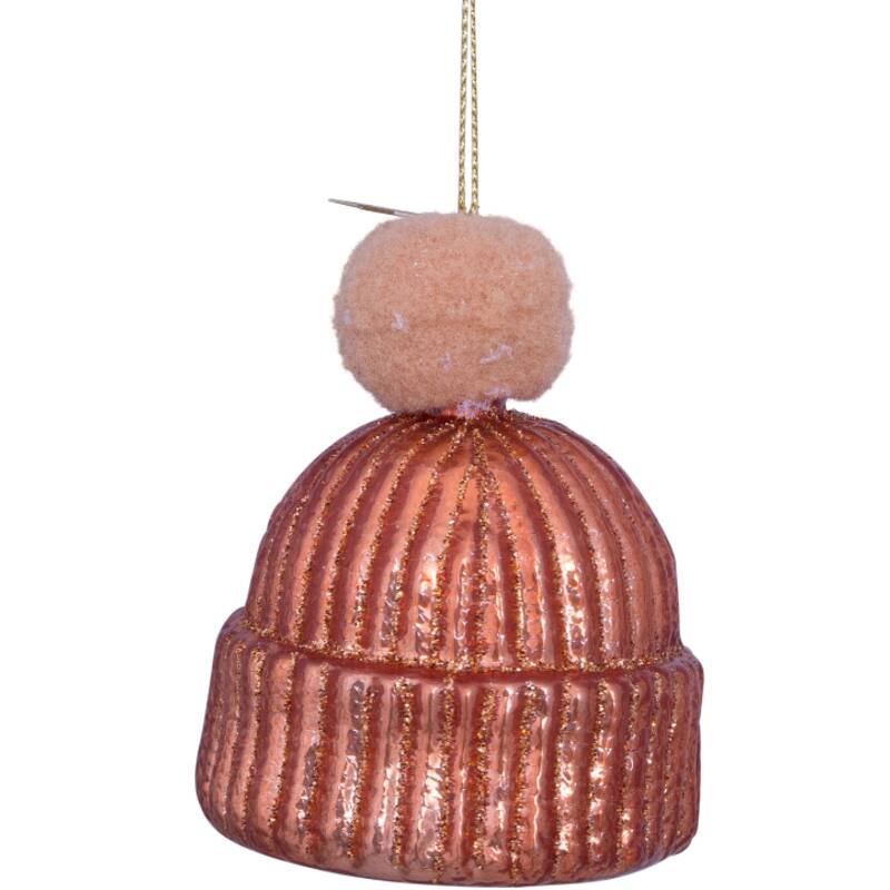  Weihnachtskugel Mütze mit Pompom, Glas,  H. ca. 7,5 cm von Vondels 