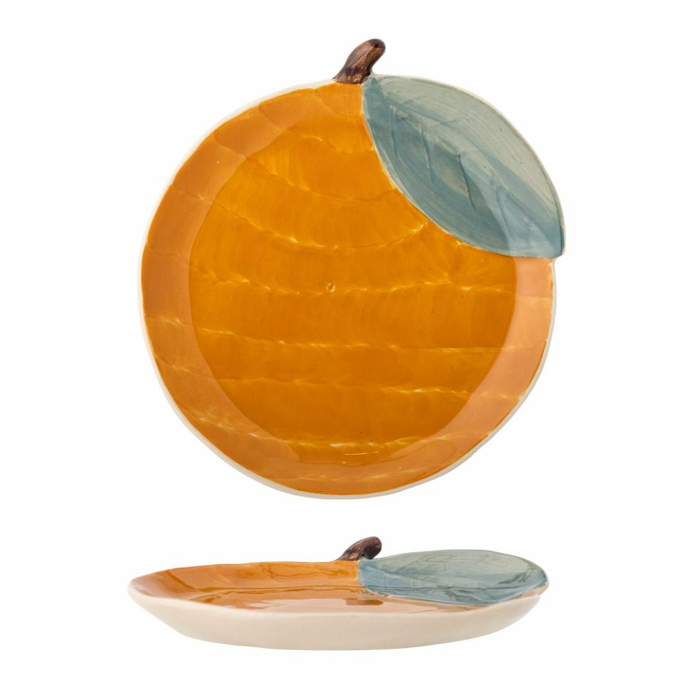 Agnes Teller, Orange, Steingut von Bloomingville, D16xH2 cm, handbemalt   