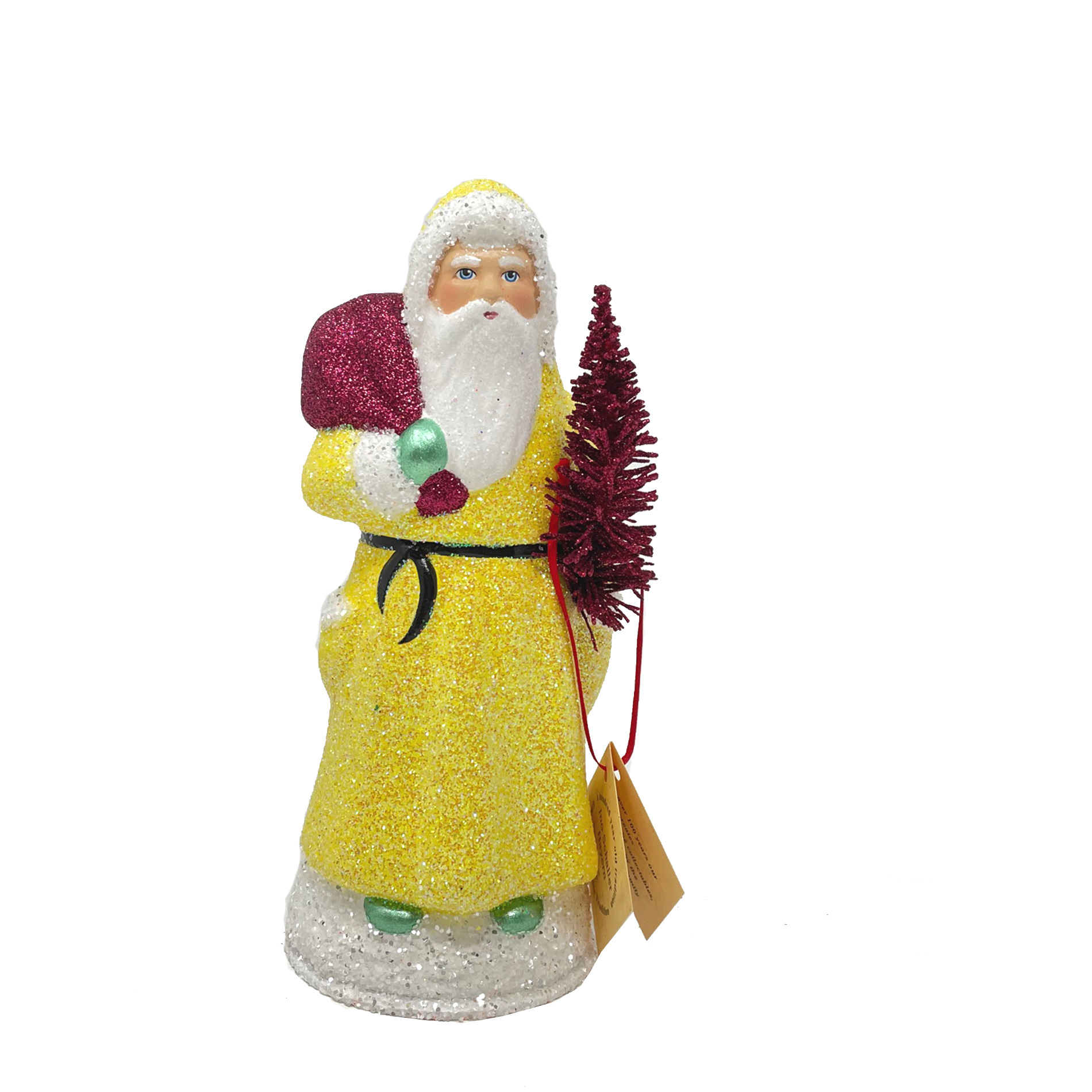 Ino Schaller Santa gelb, Baum fuchsia, Weihnachtsmann Nostalgie von Ino Schaller , ca. 20 cm  