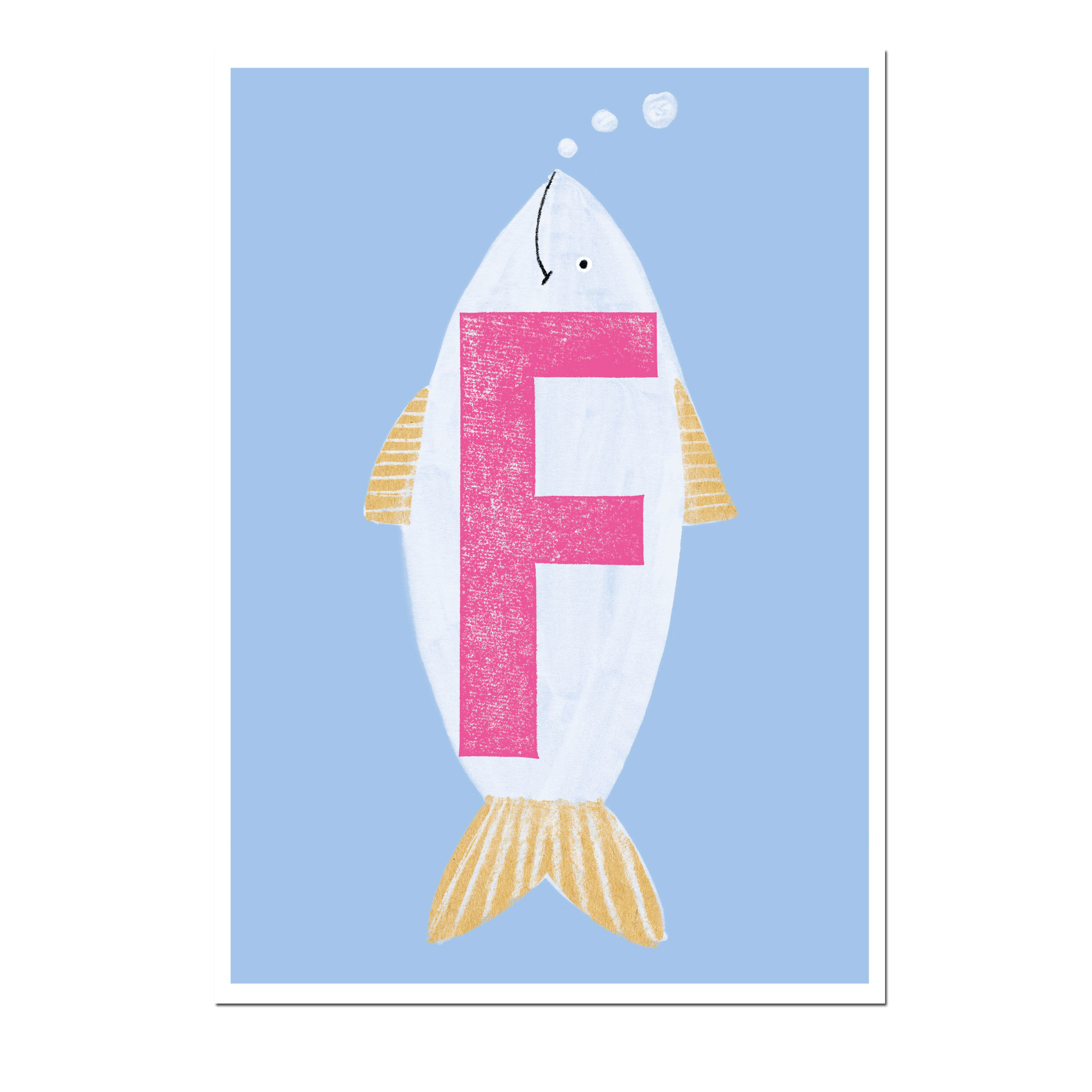 Postkarte Das ABC - F - von schönegrüsse, Neon, Fisch