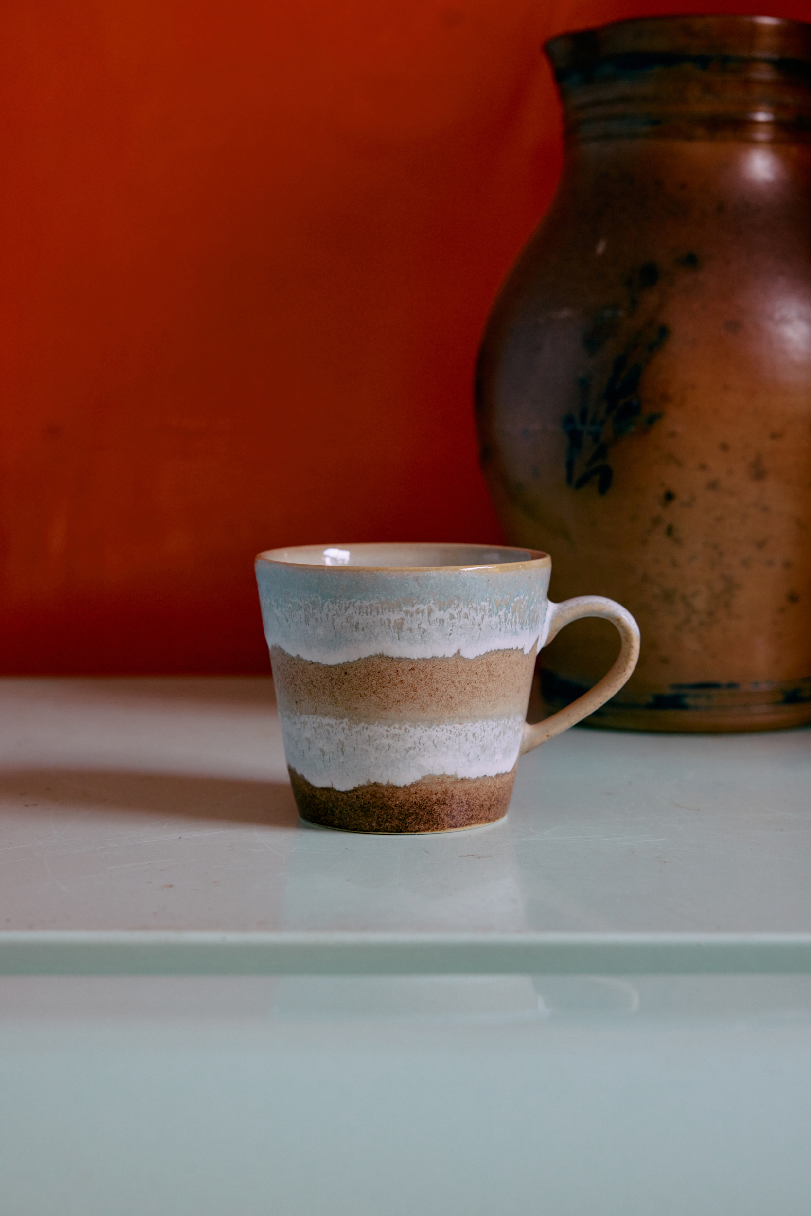HKliving 70's Cappuccino-Becher, SKYLINE, Siebziger Jahre Geschirr, Keramik, Tasse
