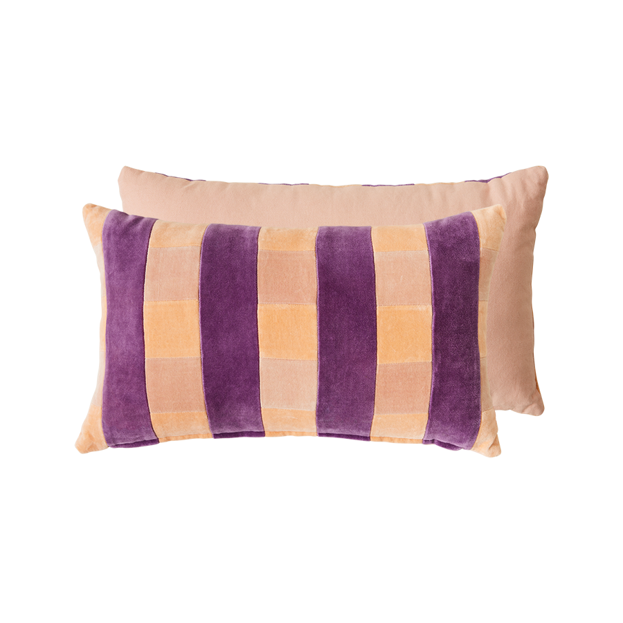 % HKliving Kissenhülle Velvet gestreift MIDSUMMER ca. 50X30CM, Samtoptik  