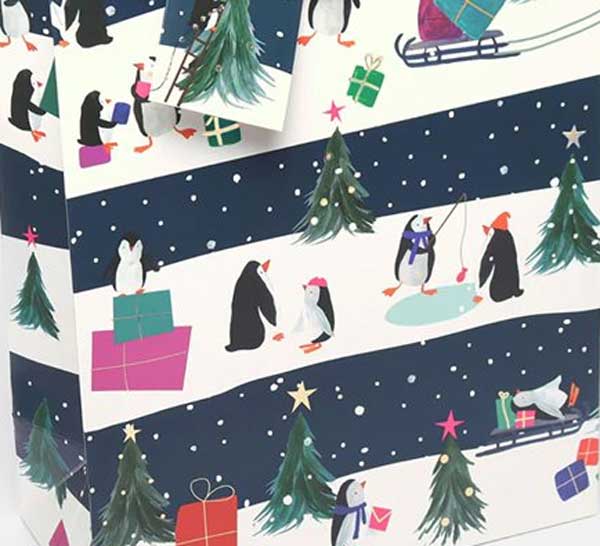 Geschenkpapier Caroline Gardner XMAS - Penguins Weihnachtsgeschenkpapier, ca.  50 x 70 cm, Pinguine