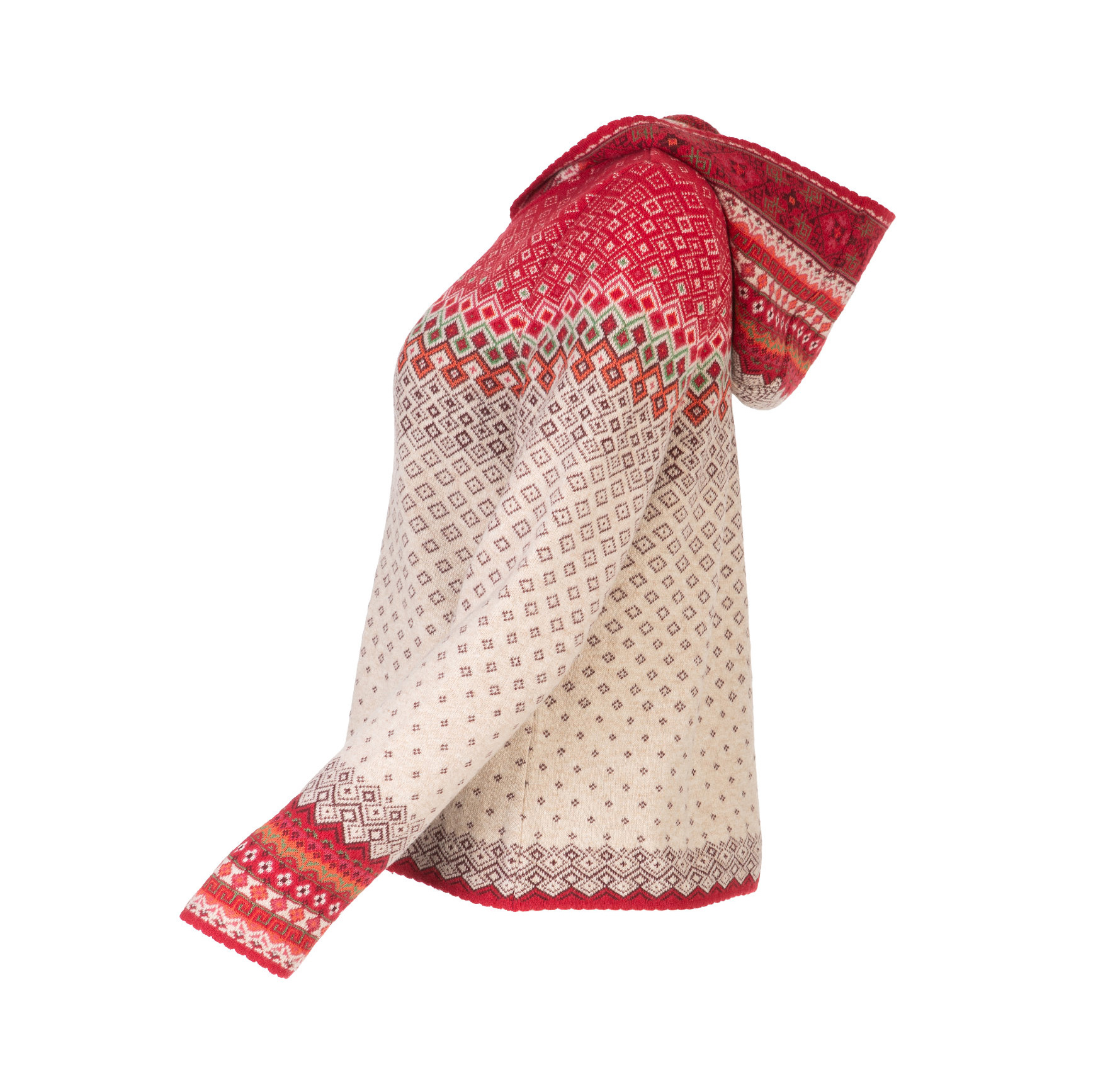 DUNQUE Jacquard-Kapuzenjacke" BILLE" GOTS , Farbe natur-bunt, mit Reißverschluss, Made in Germany