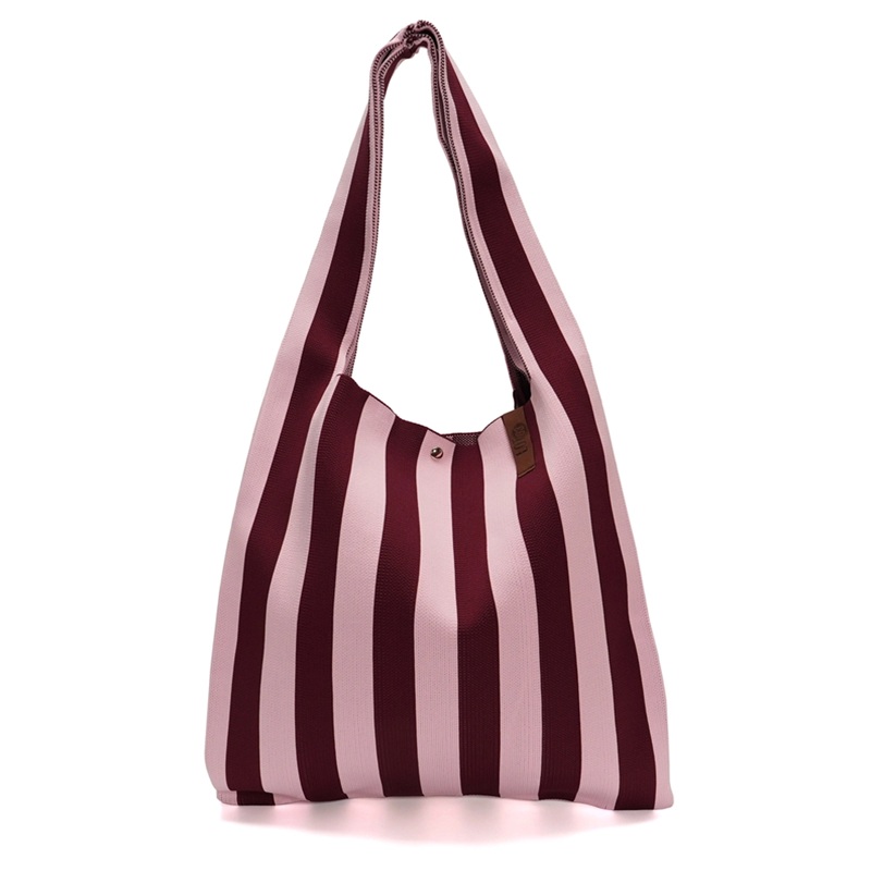 LOT83 Shopper Lois 83, Streifen Aubergine-Rosa, ca.  45 x 35 cm 