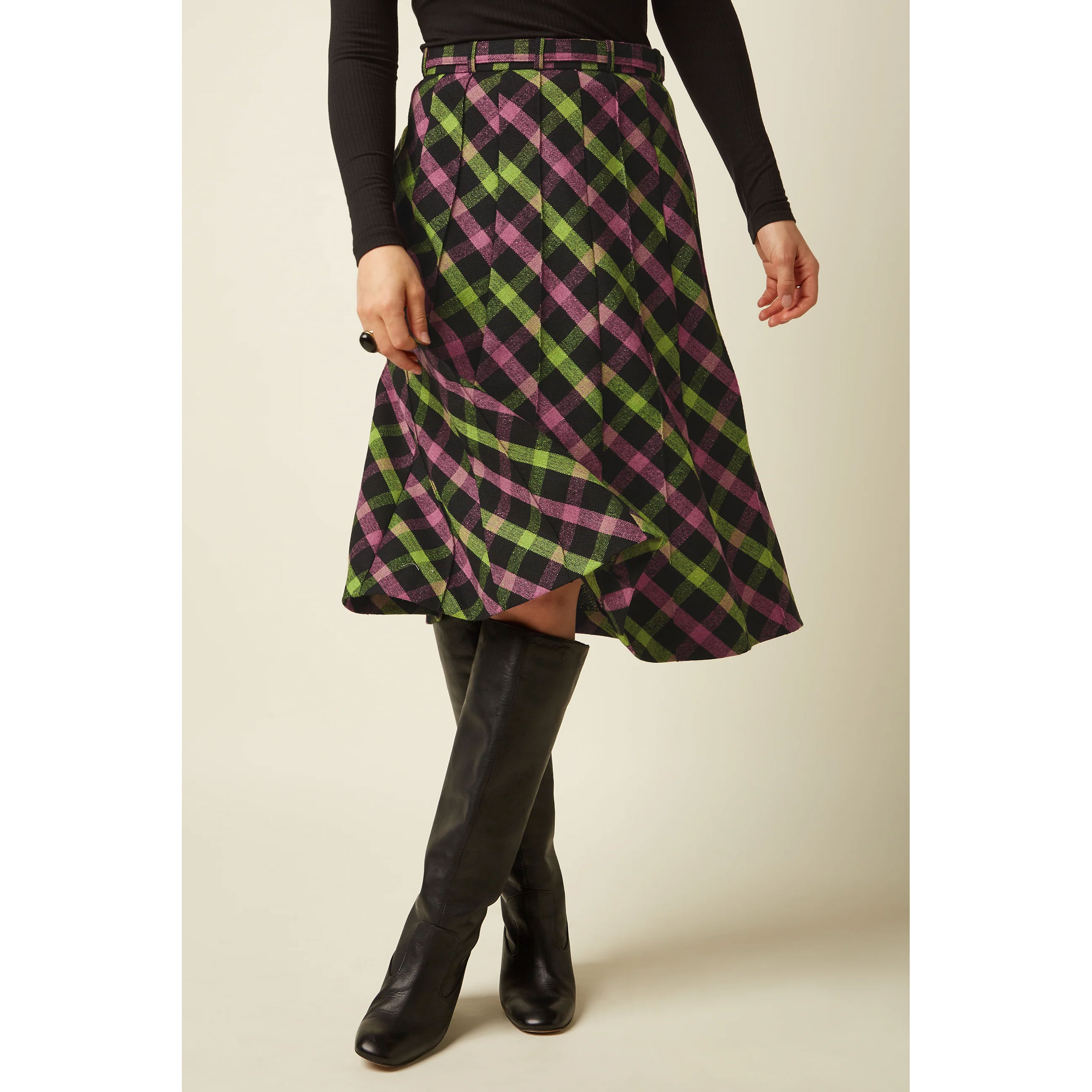 King Louie Harper Skirt Goia Check , Rock, Farbe Black - Goia Check