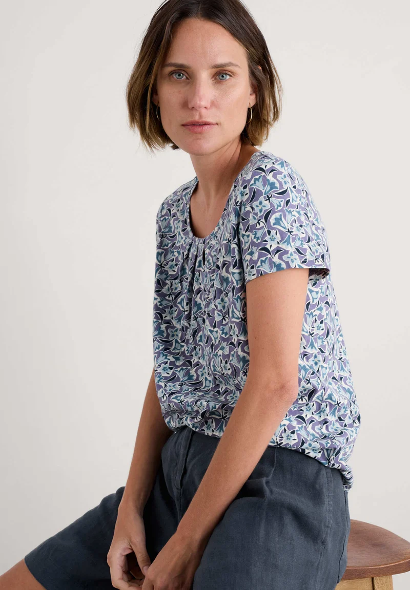 % SEASALT CORNWALL Appletree Keyhole Detail T-Shirt in GOTS-Certified Organic Cotton