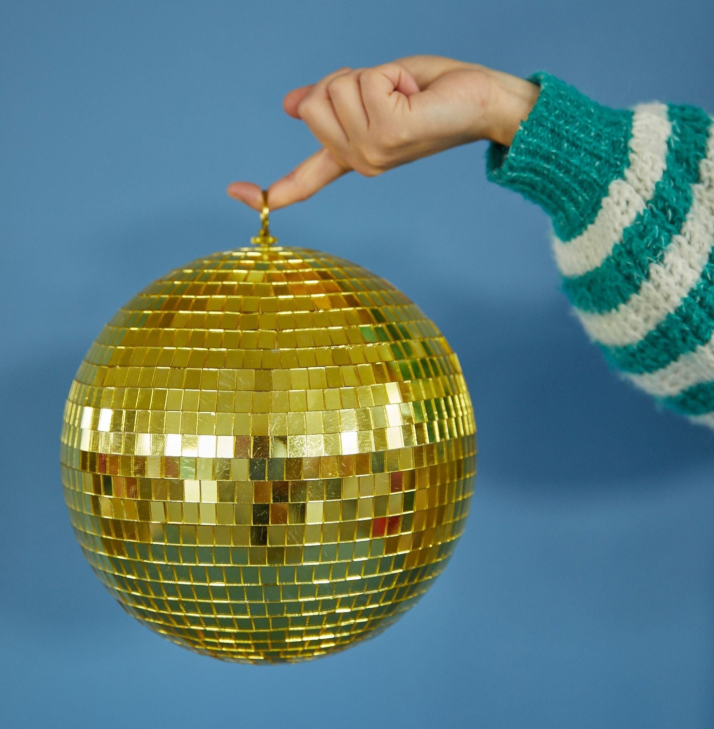 RICE Diskokugel Gold, D. ca. 25 cm, Large Disco Ball - gold