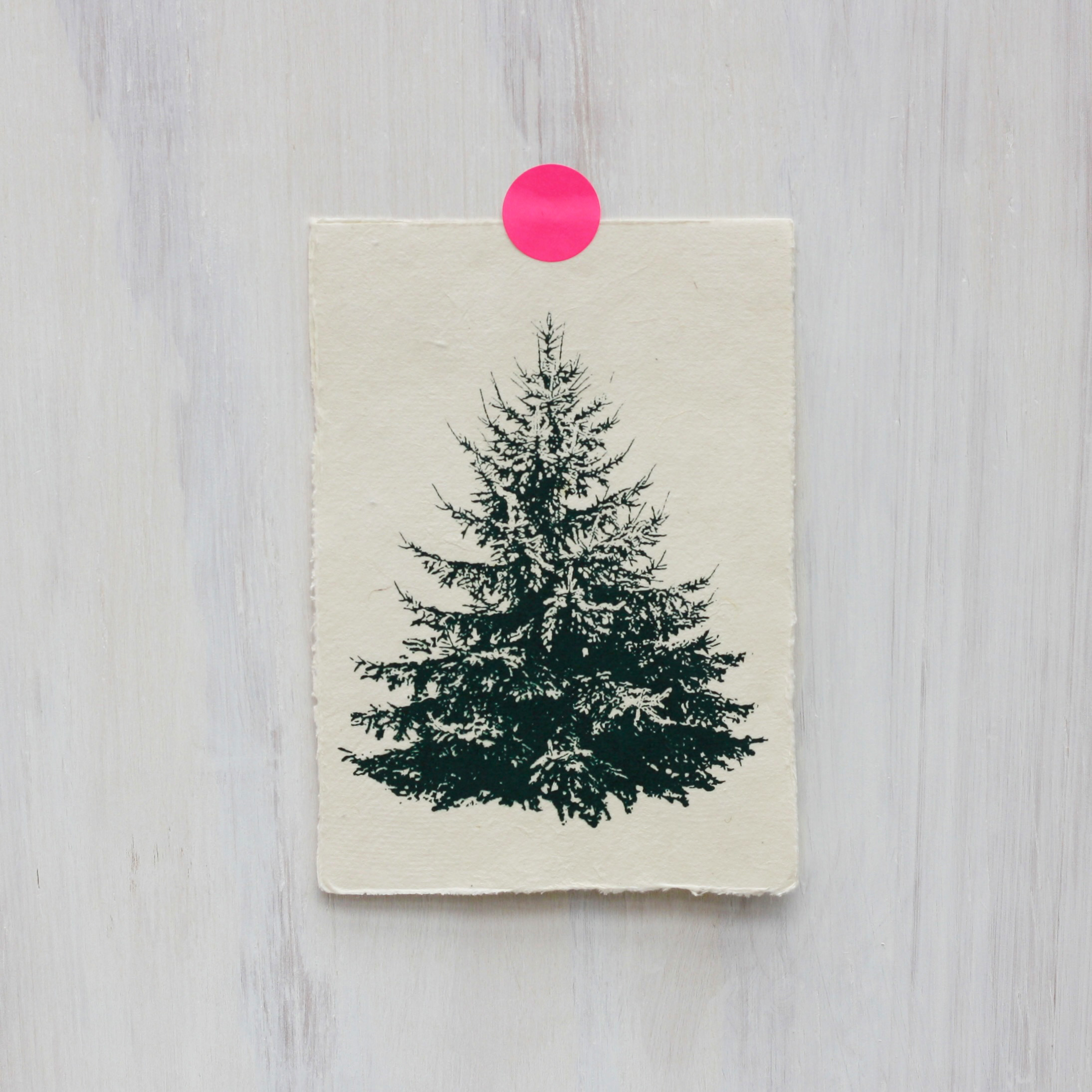 Frohstoff Kunstdruck Tanne grün, ca. 10,5 x 14,8 cm, handgedruckt