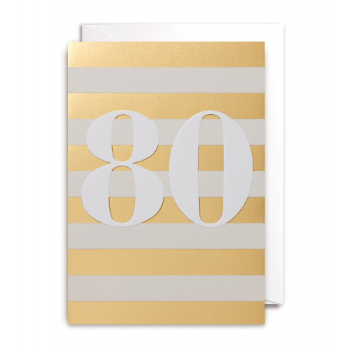 Doppelkarte "80 "  Geburtstag  von POSTCO, gold glänzend 