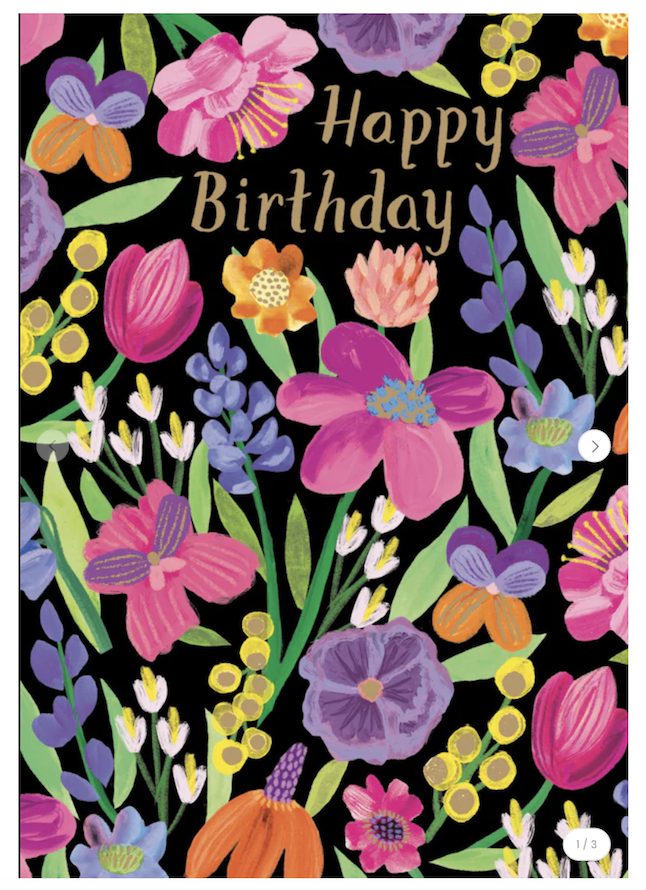 Roger la Borde Geburtstagskarte Flowers Happy Birthday, Vibrant Floral Birthday Greeting Card