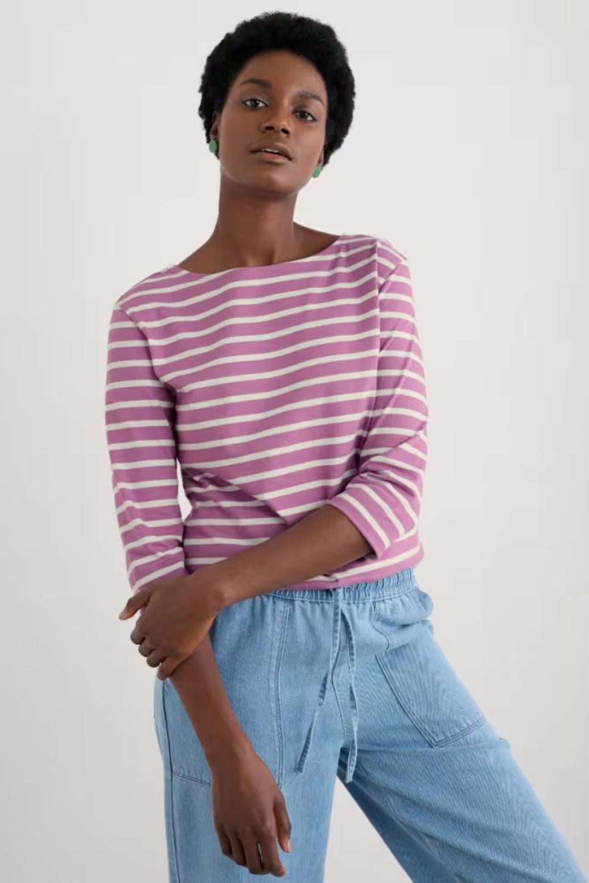 SEASALT CORNWALL Sailor Shirt Breton Orchid Chalk von Seasalt Cornwall