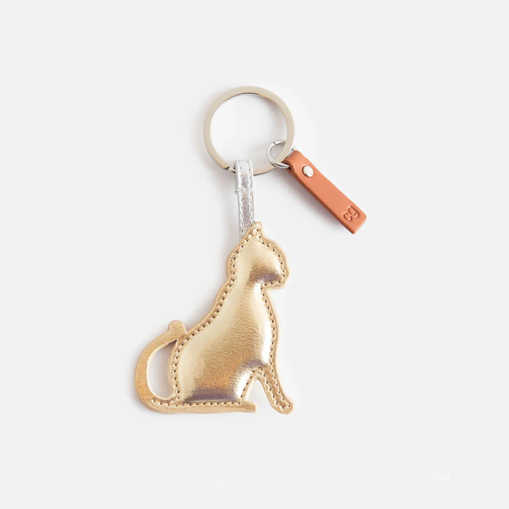 Schlüsselanhänger Katze Gold von Caroline Gardner, Gold Cat Keyring
