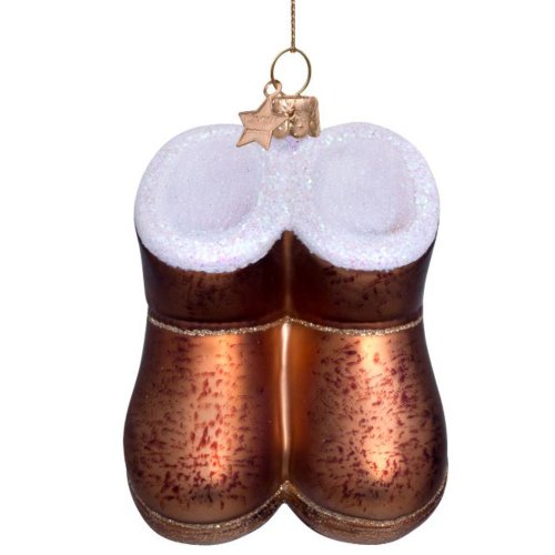 Weihnachtskugel Suede Boots, Braune Stiefel, Glas,  H. ca. 7 cm , Schuhe 