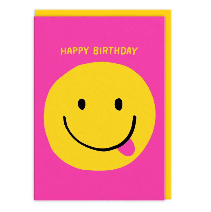 OH DEER Grußkarte Smiley Face Happy Birthday Card, Geburtstag 