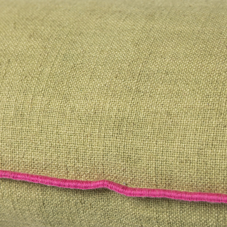 % HKliving Kissenhülle  MANSION Halbleinen, 50 x 30 cm, Lindgrün/Pink