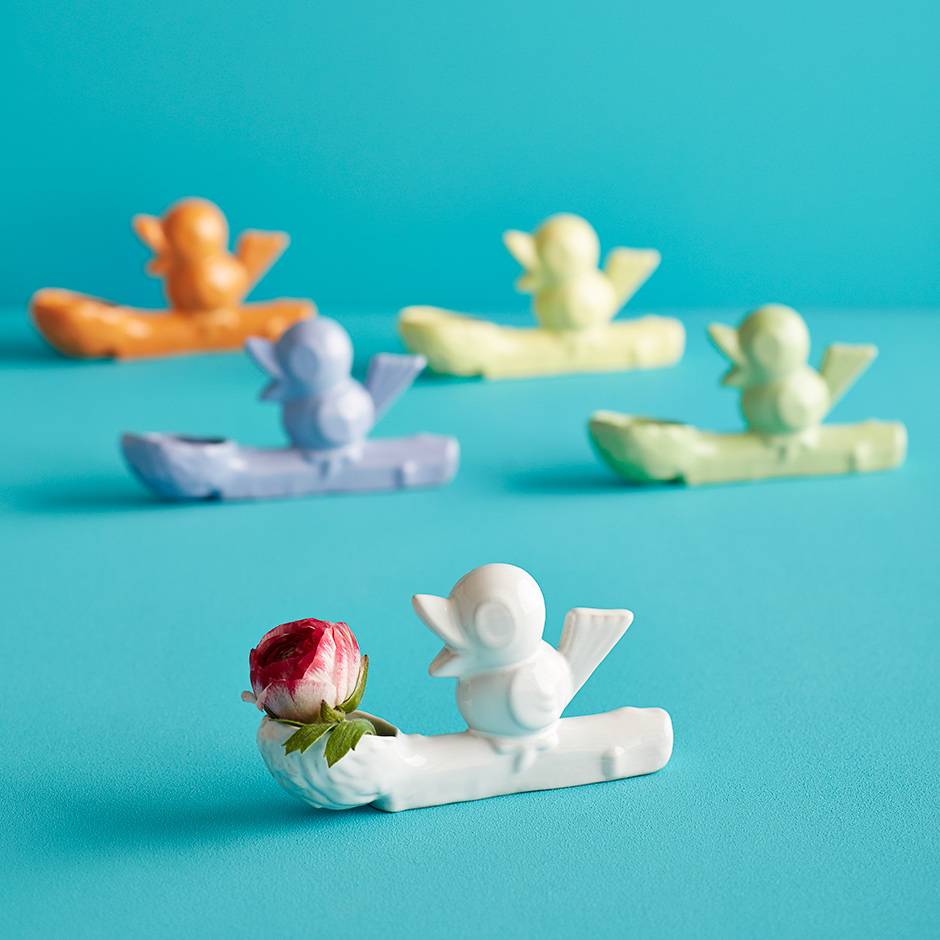 Flower Thief, Blau, kleine Vase mit Vogel  