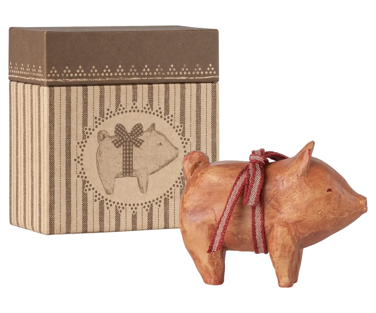 Maileg Schwein mit Schleife - Rosa, ca. 6,5 x 8 cm