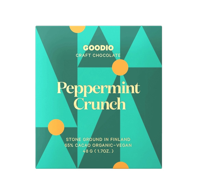 GOODIO Peppermint Crunch Schokolade 65%, Organic Chocolate 65%, 48 g