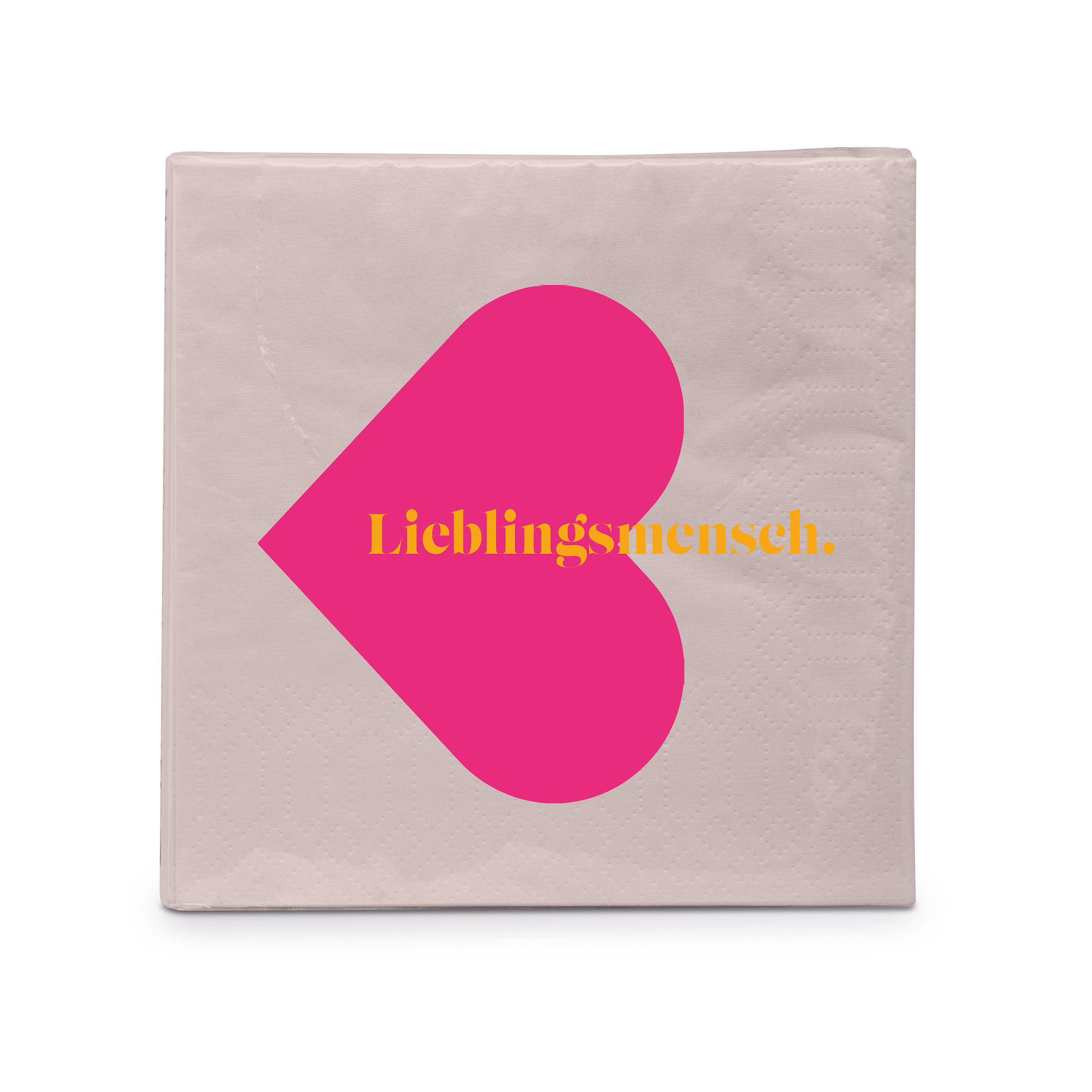 Papierservietten Lieblingsmensch pink, 25 x 25 cm  , Cocktailservietten , ppd