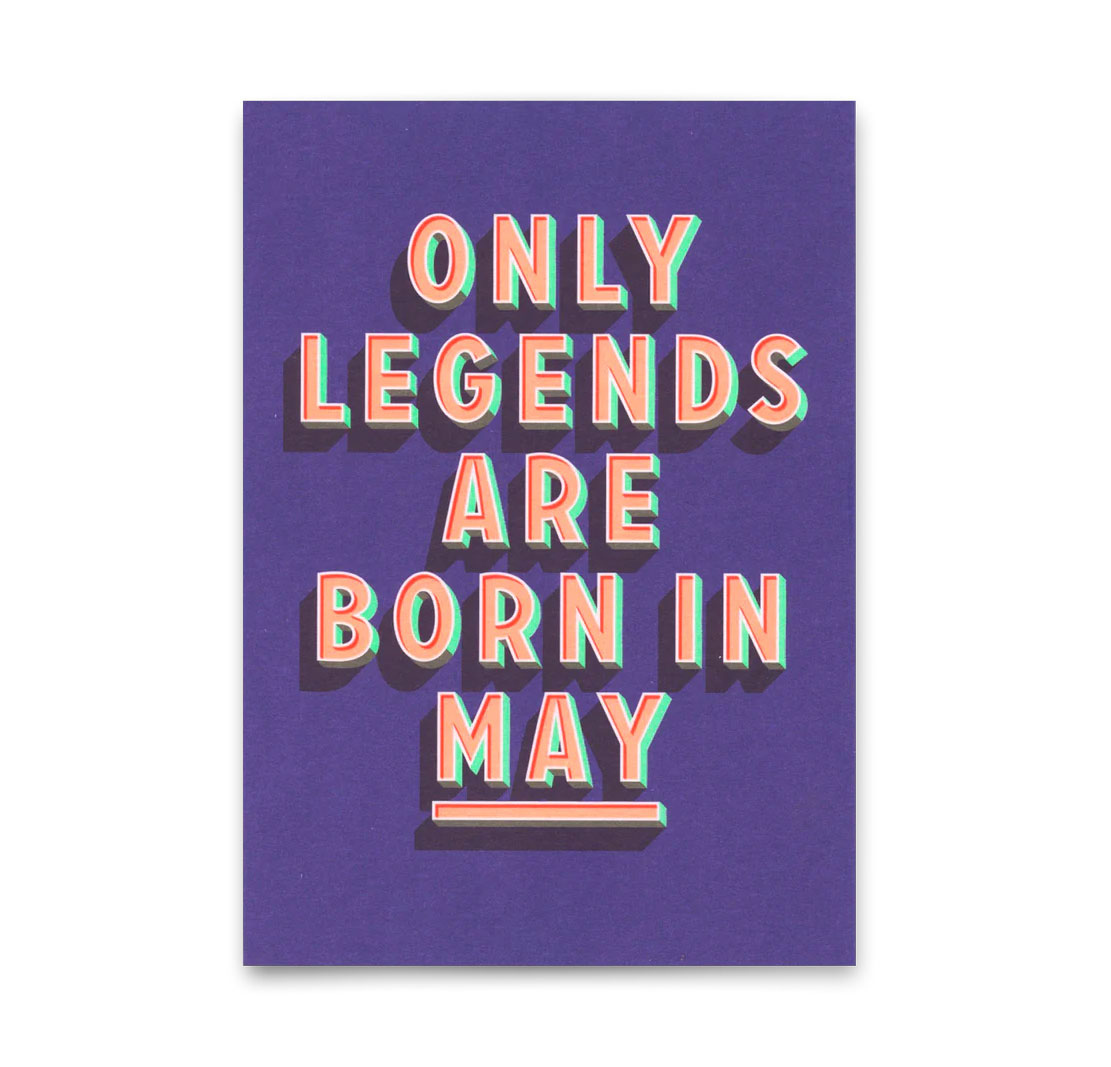 Postkarte "Legends Mai" | Coole Karte mit Spruch zum Geburtstag von Deli Cards