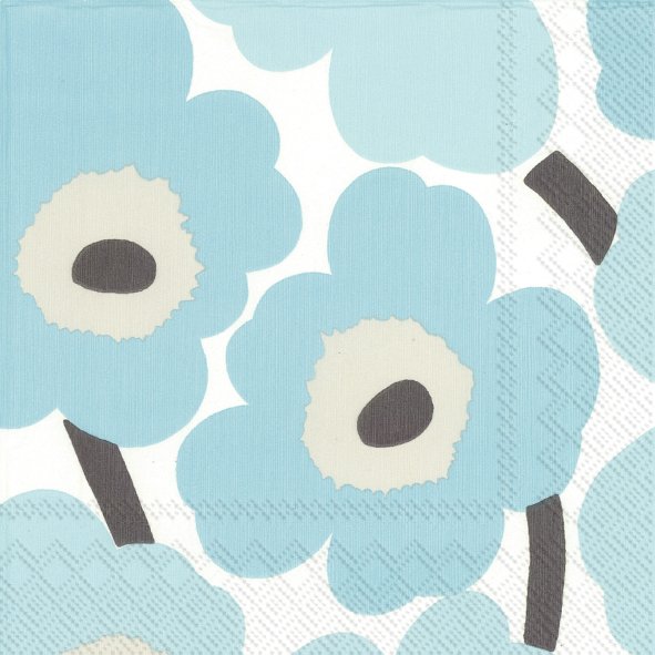 MARIMEKKO Papierservietten UNIKKO turquoise , 33 x 33  cm, Lunchservietten von IHR    