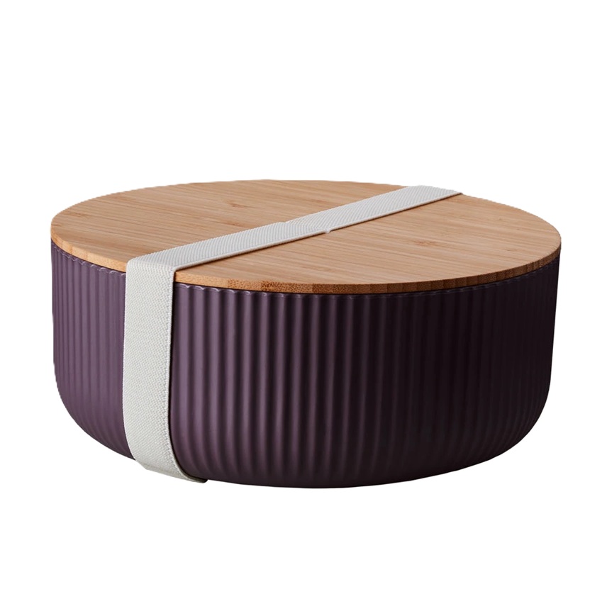  bioloco Nachhaltiger Kunststoff Schale mit Bambusdeckel,  plant deluxe salad bowl with bamboo lid - elderberry