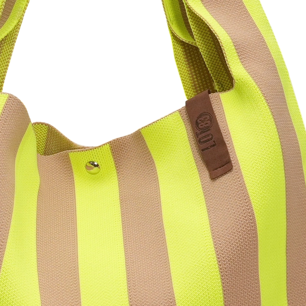 LOT83 Shopper Lois 70, Streifen Zitrone-Camel, ca.  45 x 35 cm