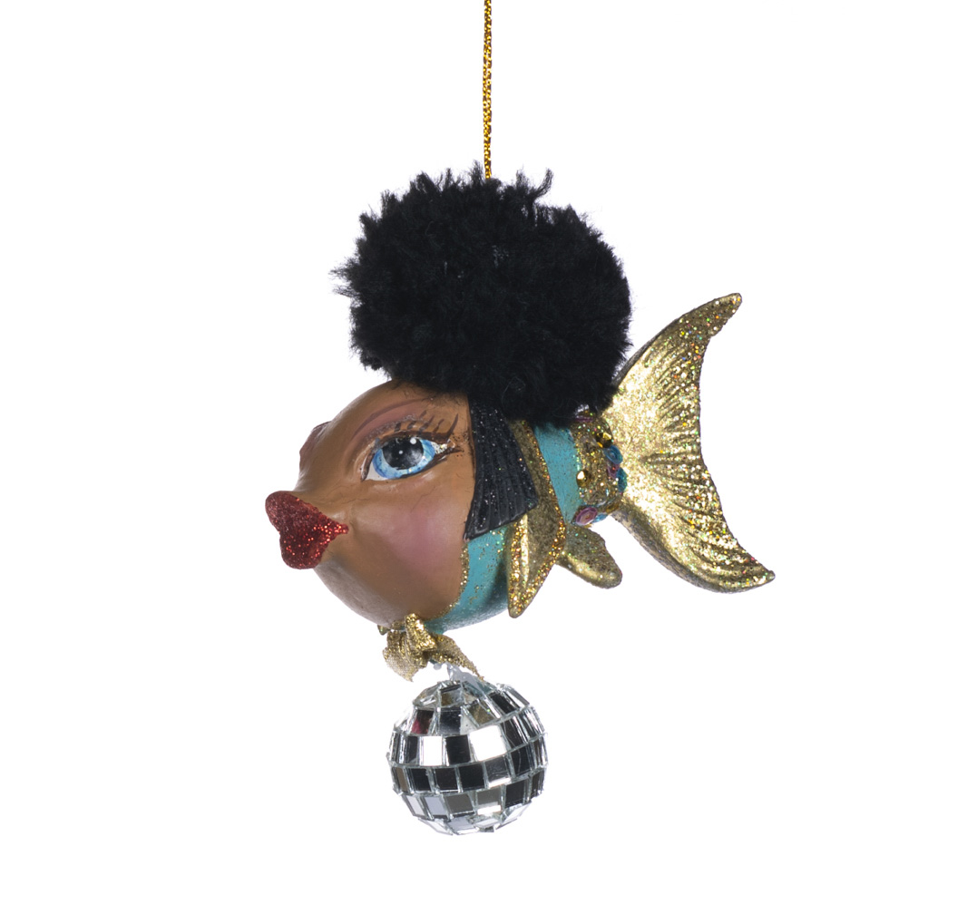 DISCO Kugel GOLDFISH, Türkisblau, Fisch, ca.11,5 cm  von  Catherine Collection / Goodwill     