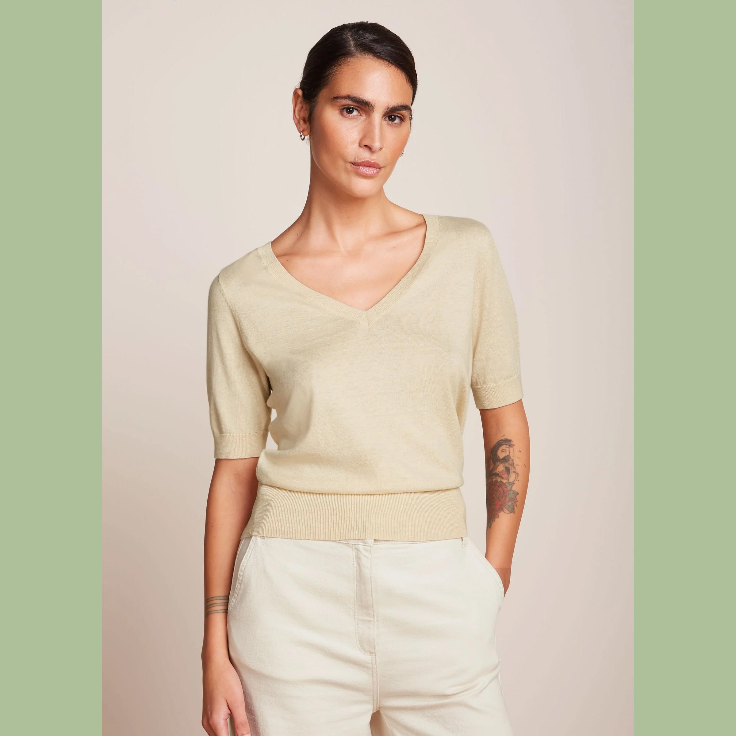 King Louie Agnes V Top Cocoon, Farbe: Cream