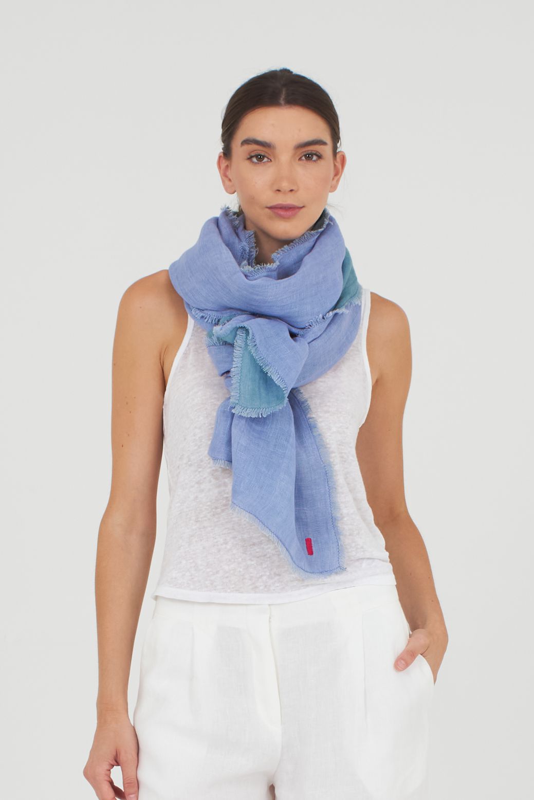 Leinenschal ALSI Ocean,  ca.  55x180cm, von Shalls Barcelona, 100 % Leinen   