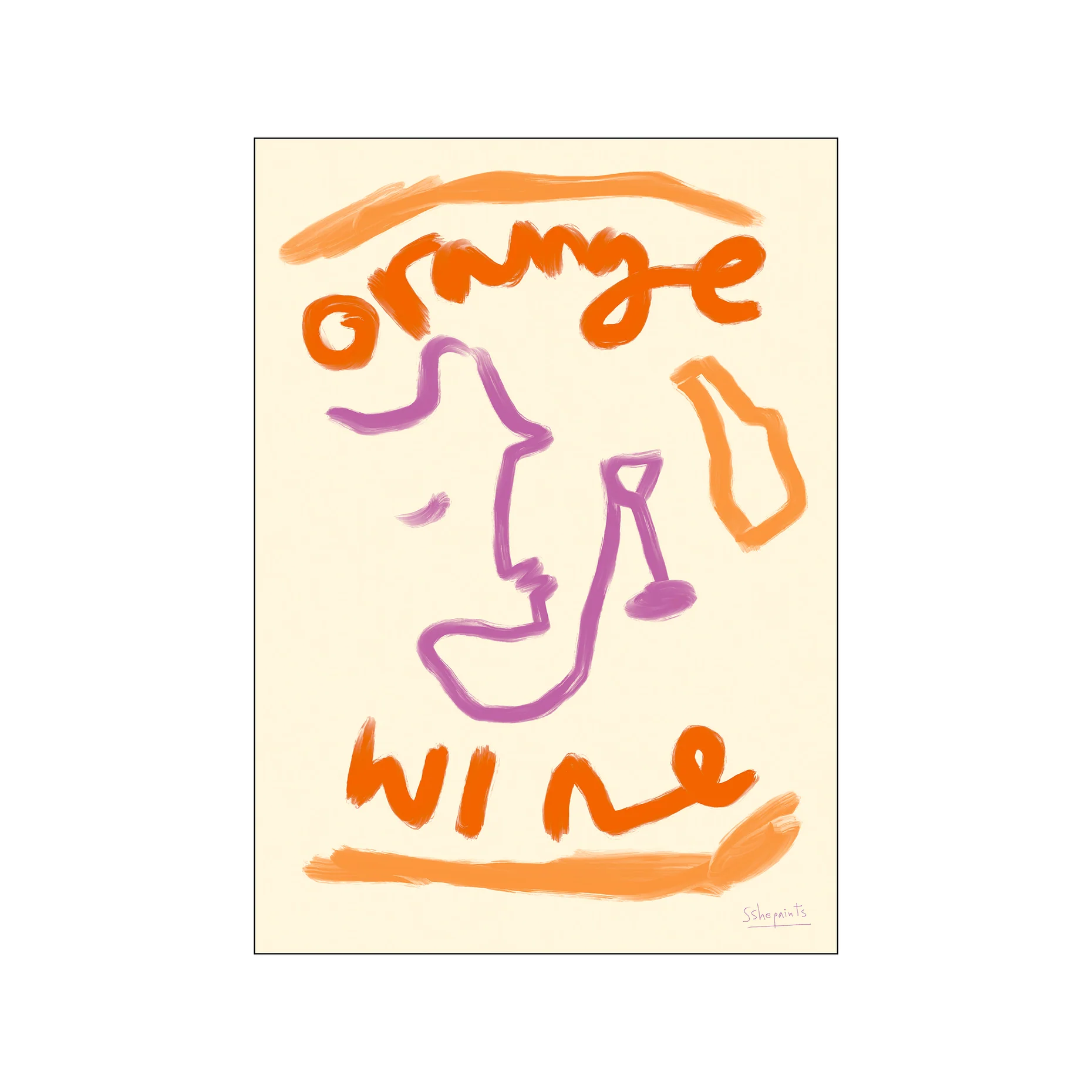 Kunstdruck 30 x 40 cm " Orange Wine"  