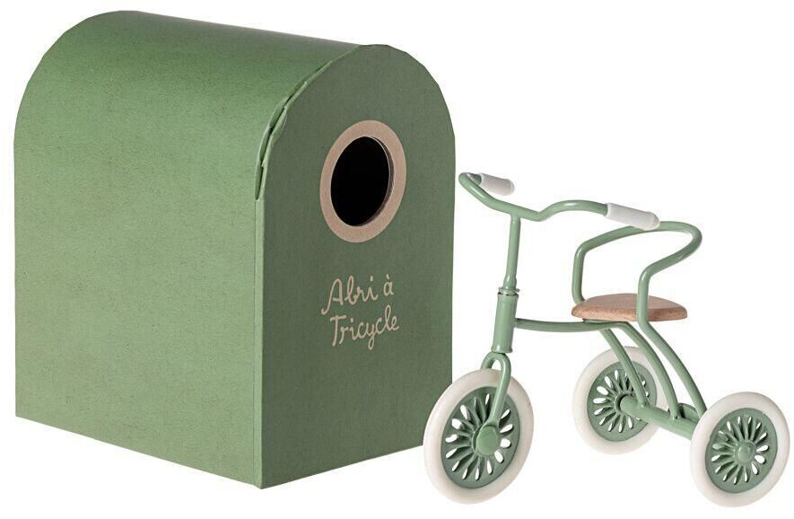 Maileg Dreirad grün, Abri à tricycle, Maus,  Höhe ca. 9 cm   