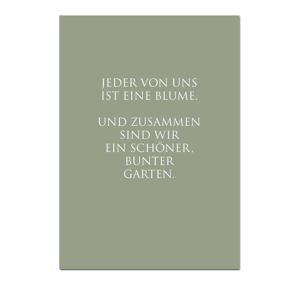 Wunderwort Postkarte "Ein schöner, bunter Garten…"