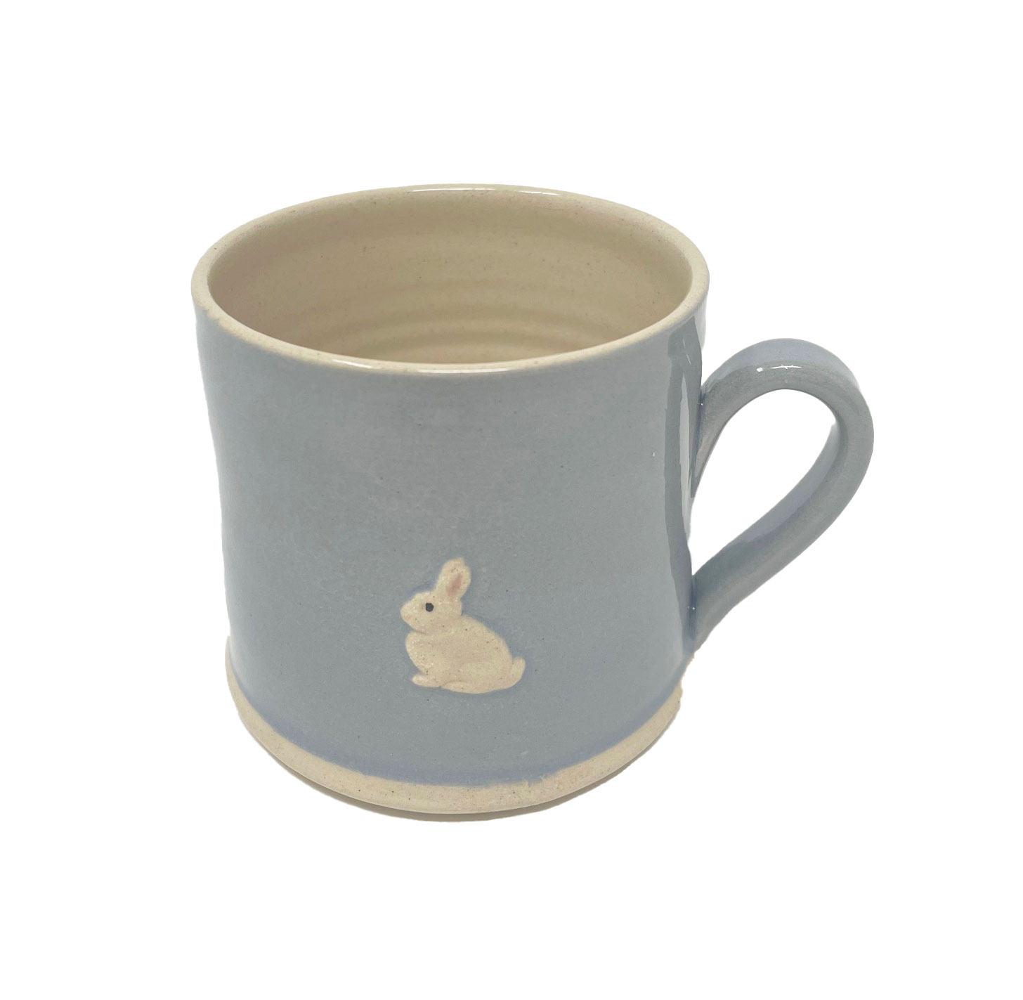 Jane Hogben Becher "Hase Weiß", Farbe: Denim Blue von der Hogben Pottery aus England 