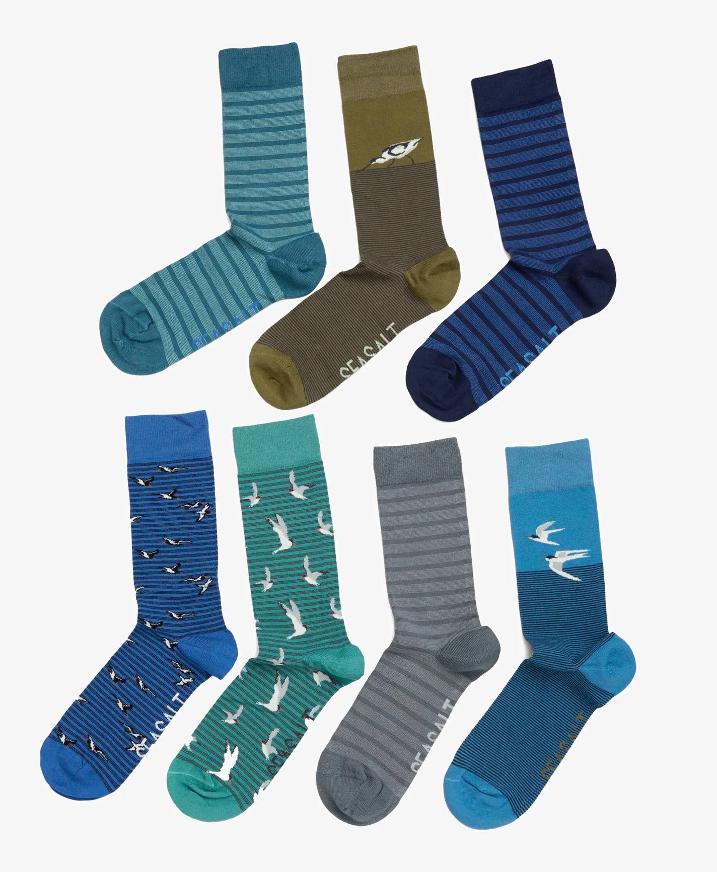 SEASALT CORNWALL Men's Sailor Socks Box of 7 Creatures-Curlew Mix, Socken, ONE SIZE ca. 42-47