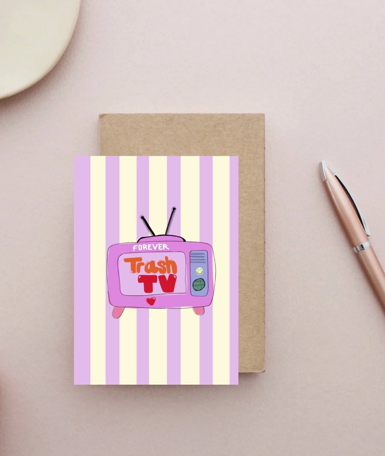 Postkarte Trash Tv forever von Ute Arnold   
